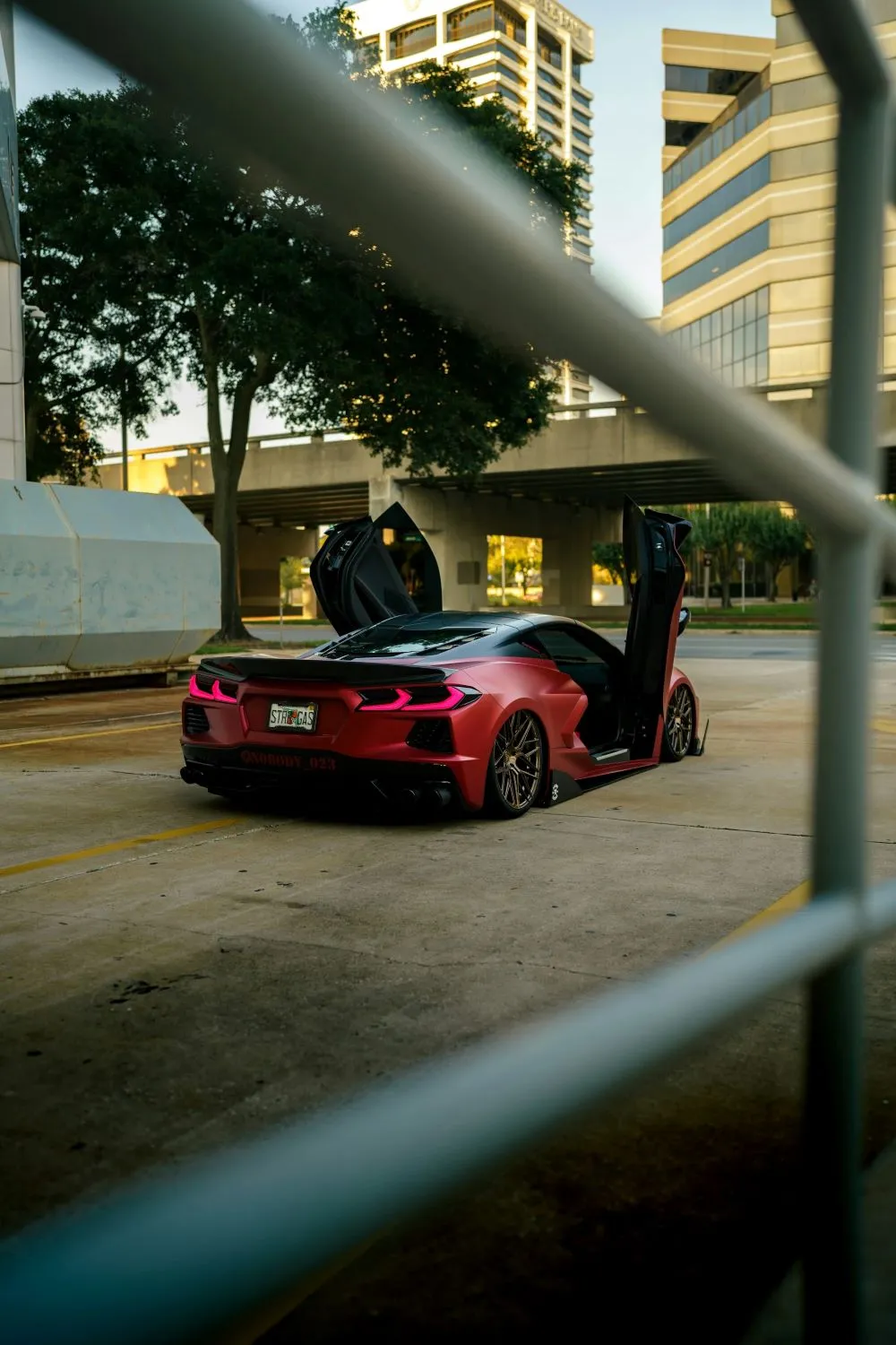 Red sports car parking
